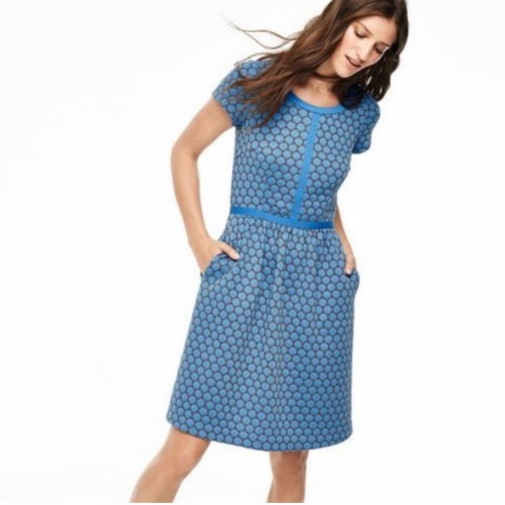 Boden polka dot blue gray dress